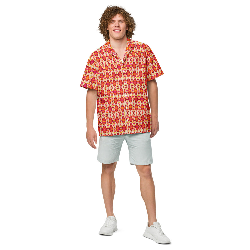 Inferno Ikat button-up shirt front view