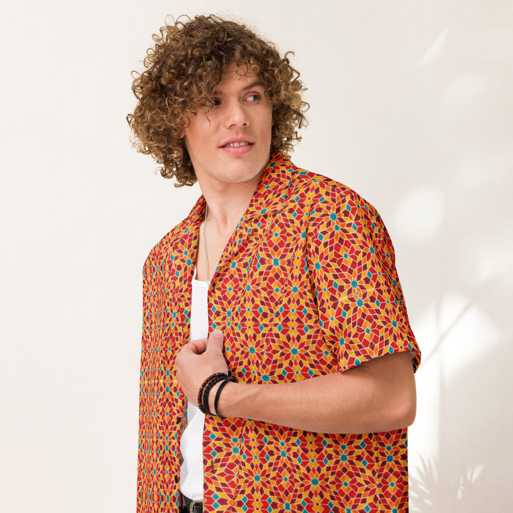 Blaze Mosaic button-up shirt on a man, front