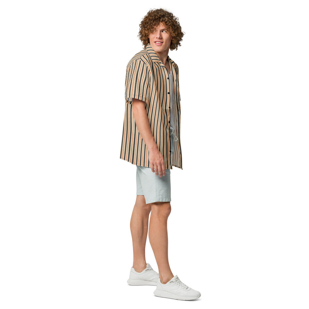 Ember Jacquard Stripe button-up shirt side view