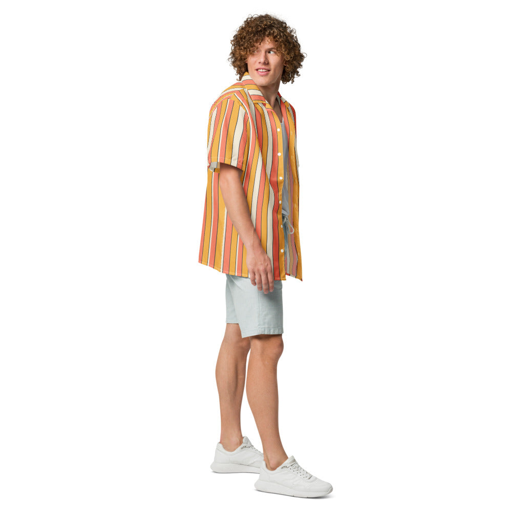 Sunset Wide Stripe button-up shirt side view