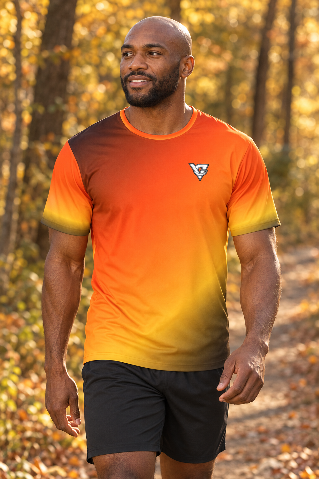 Bonfire Ombre men's short-sleeve athletic jersey shirt worn on a model