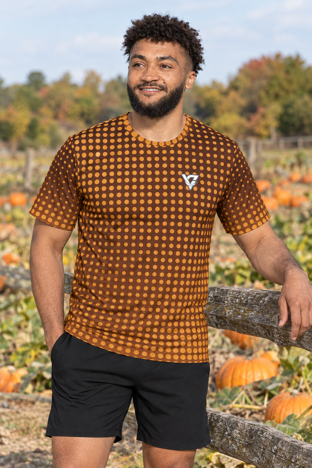 Cider Halftone men's short-sleeve athletic jersey shirt worn on a model