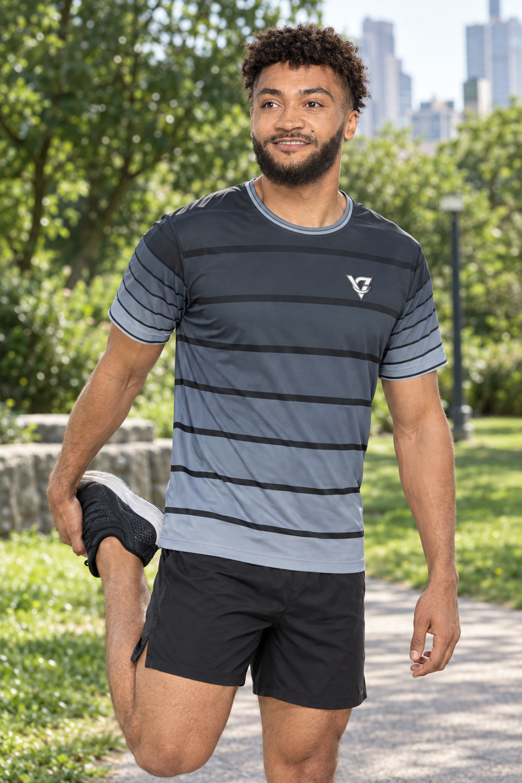 Steel Horizon men's short-sleeve athletic jersey shirt worn on a model