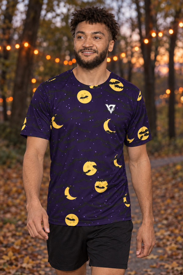 Halloween Witching Purple Bat Swarm Multipurpose Athletic Shirt