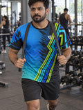 Man training in the Ocean Surge men's sports jersey with the Vantacore V emblem on the left chest – front view