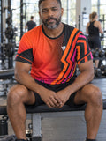 Man training in the Sunset Fusion men's sports jersey with the Vantacore V emblem on the left chest – front view
