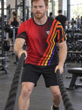 Man training in the Crimson Ember men's sports jersey with the Vantacore V emblem on the left chest – front view