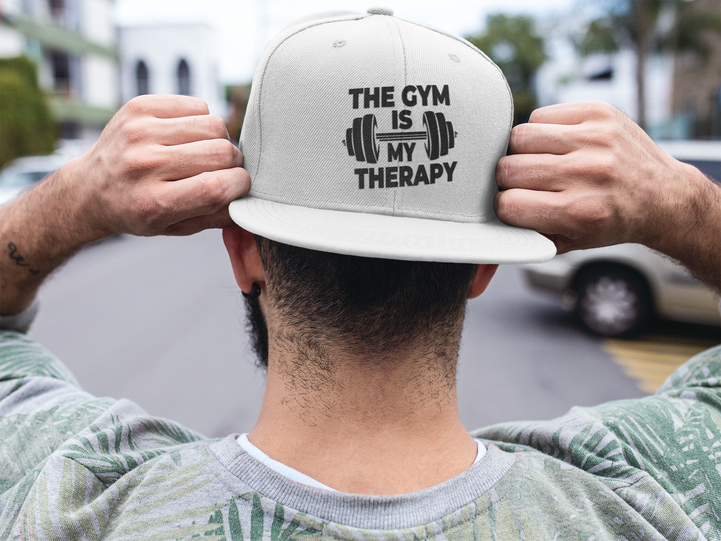 The Gym Is My Therapy Embroidered Low Profile Baseball Cap | Adjustable Cotton Dad Hat for Men & Women