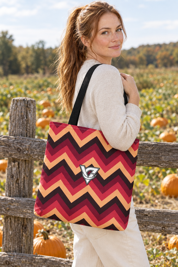 Cranberry Chevron Tote Bag — All-Over Print Gym & Everyday Tote