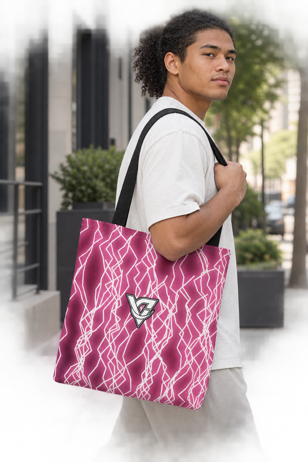 Hot Pink Lightning Tote Bag — All-Over Print Gym & Everyday Tote