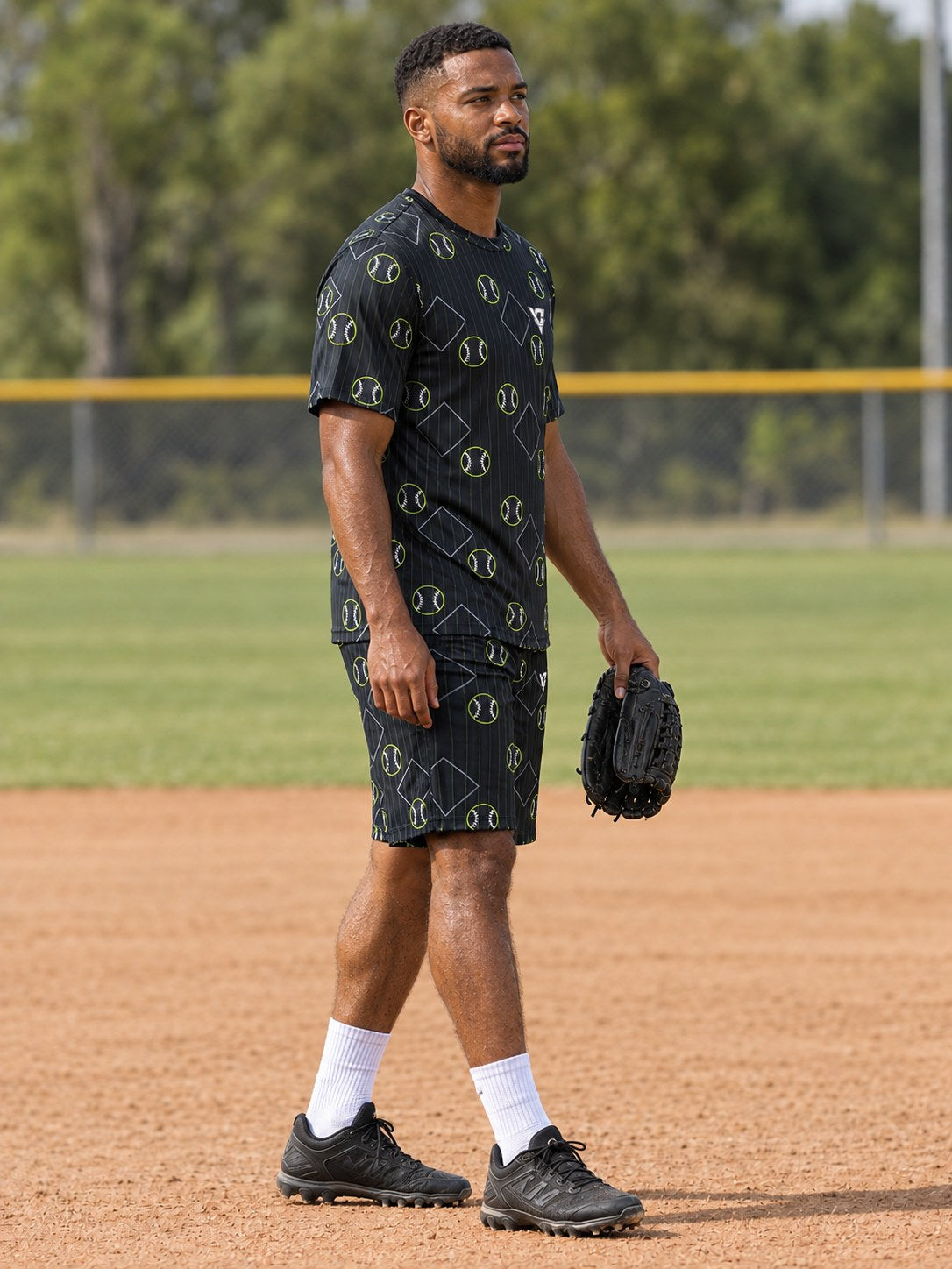 Baseball & Softball Volt Night Diamond Stitch Men's Athletic Shorts with Pockets, side view
