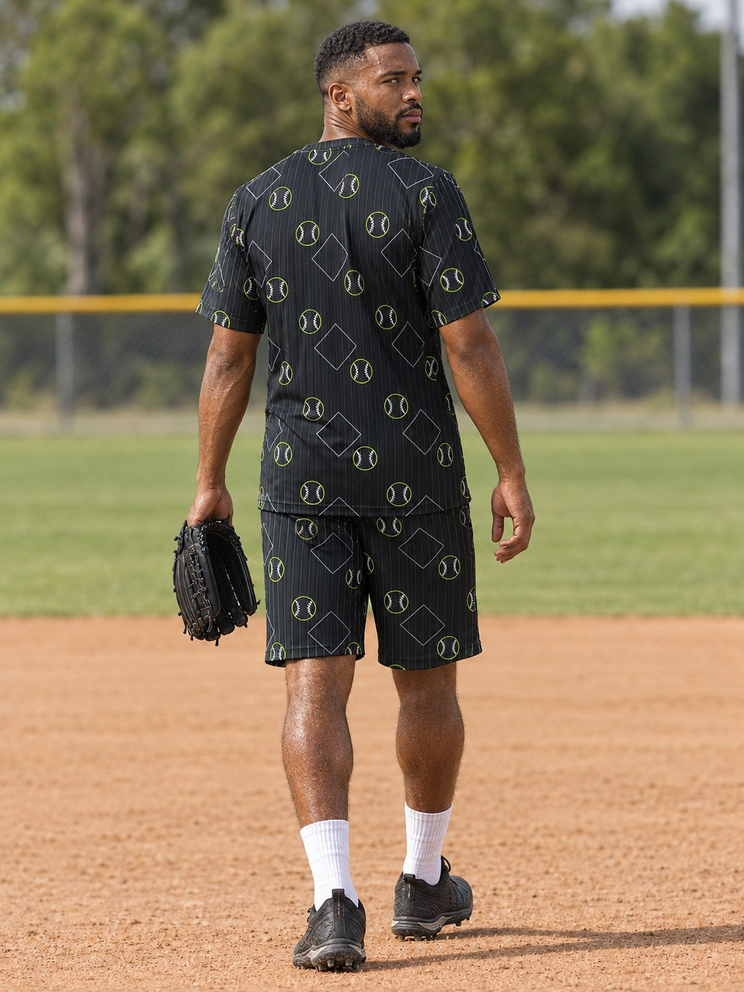 Baseball & Softball Volt Night Diamond Stitch Men's Sports Jersey, back view