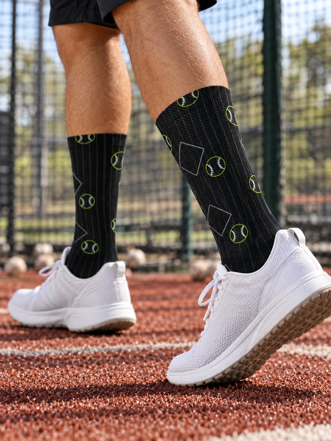 Baseball & Softball Volt Night Diamond Stitch Athletic Crew Socks, lifestyle detail