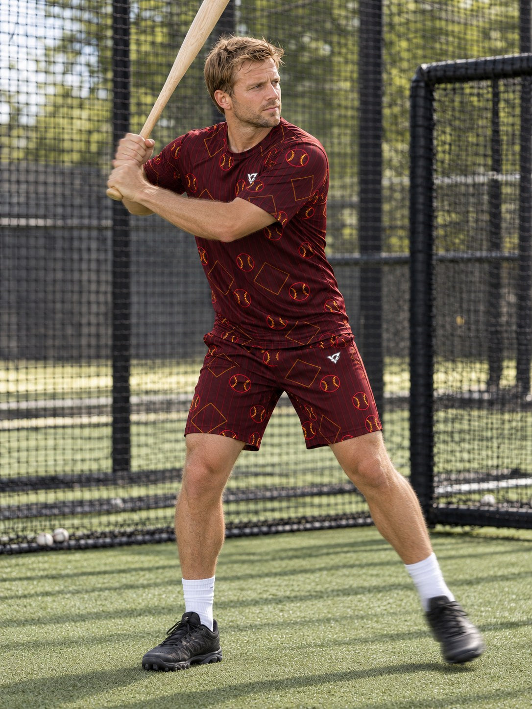 Baseball & Softball Crimson Blaze Diamond Stitch Men's Sports Jersey, in action