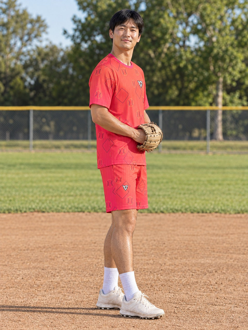 Baseball & Softball Sunset Fade Diamond Stitch Men's Athletic Shorts with Pockets, side view