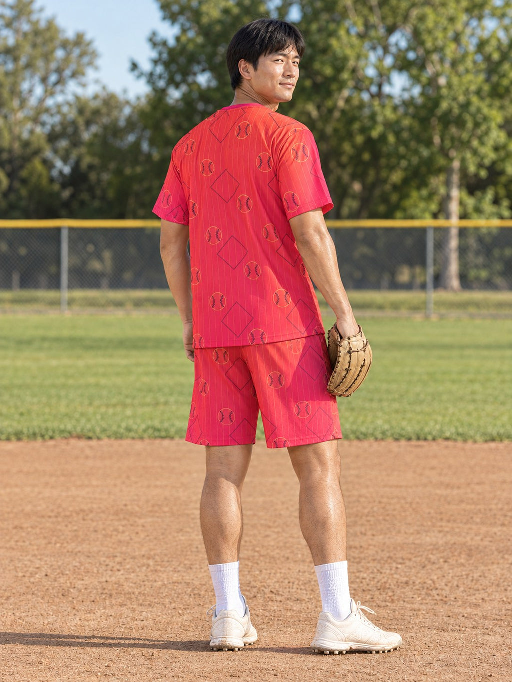 Baseball & Softball Sunset Fade Diamond Stitch Men's Sports Jersey, back view
