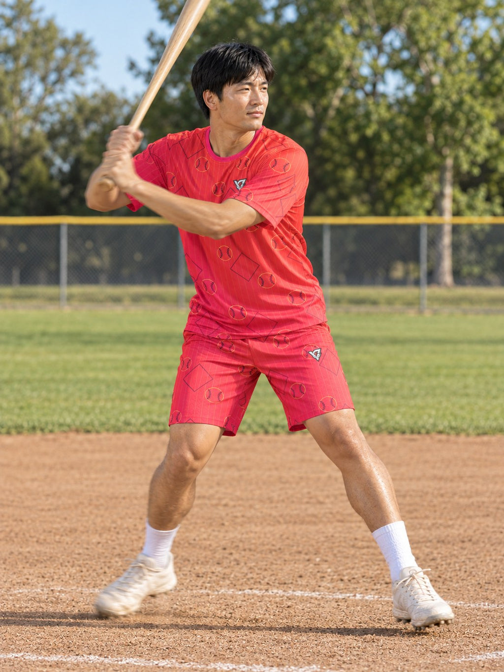 Baseball & Softball Sunset Fade Diamond Stitch Men's Athletic Shorts with Pockets, in action