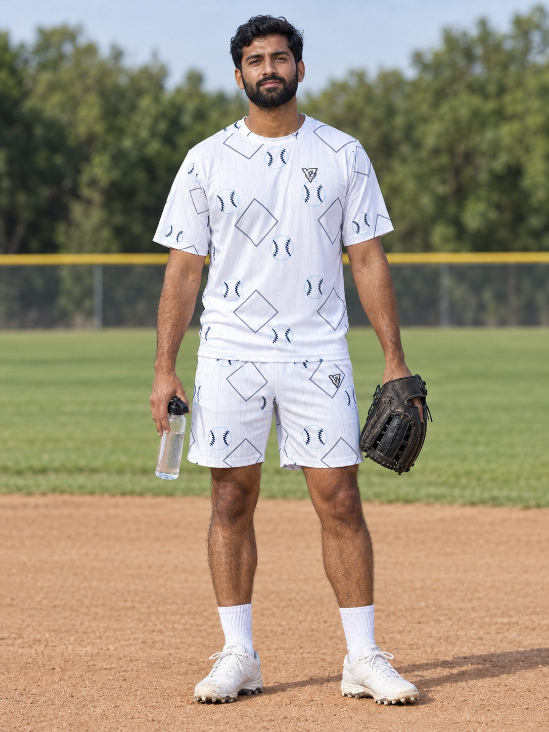 Baseball & Softball Arctic White Diamond Stitch Men's Athletic Shorts with Pockets, front view