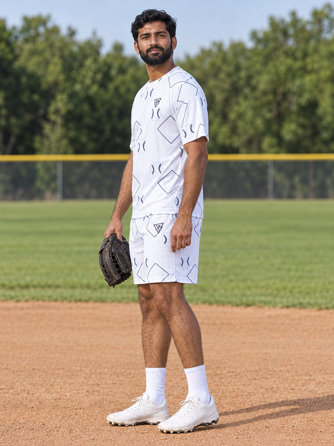 Baseball & Softball Arctic White Diamond Stitch Men's Sports Jersey, side view