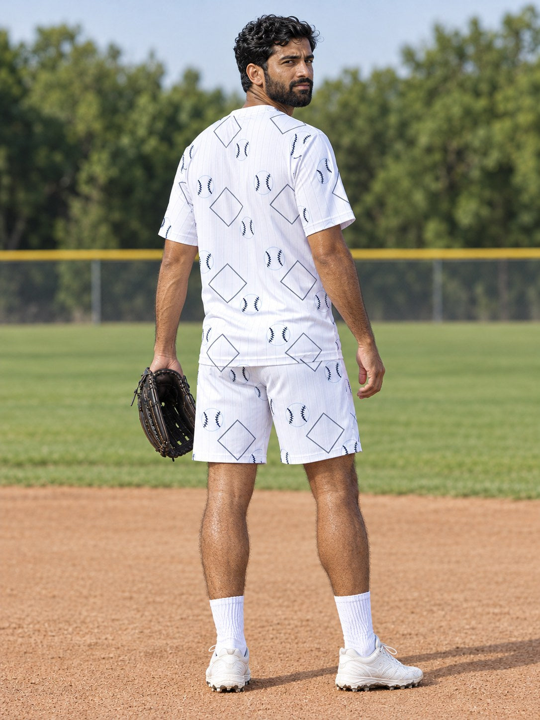 Baseball & Softball Arctic White Diamond Stitch Men's Sports Jersey, back view