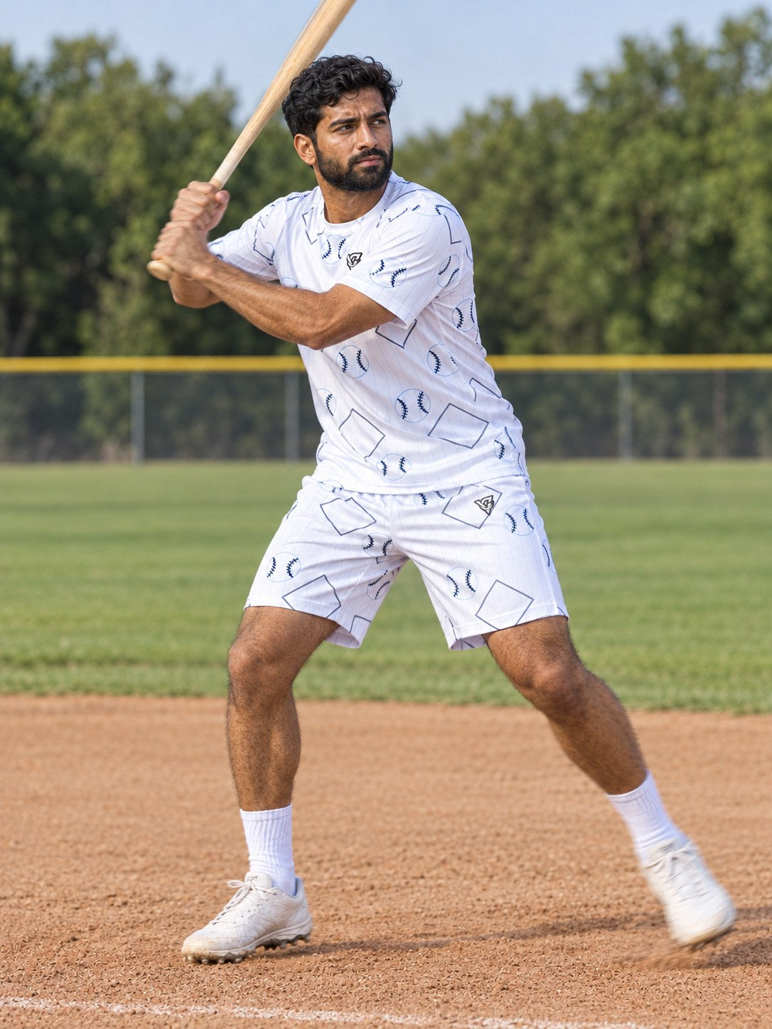 Baseball & Softball Arctic White Diamond Stitch Men's Sports Jersey, in action