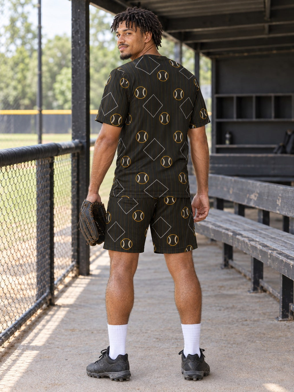 Baseball & Softball Gold Rush Diamond Stitch Men's Sports Jersey, back view
