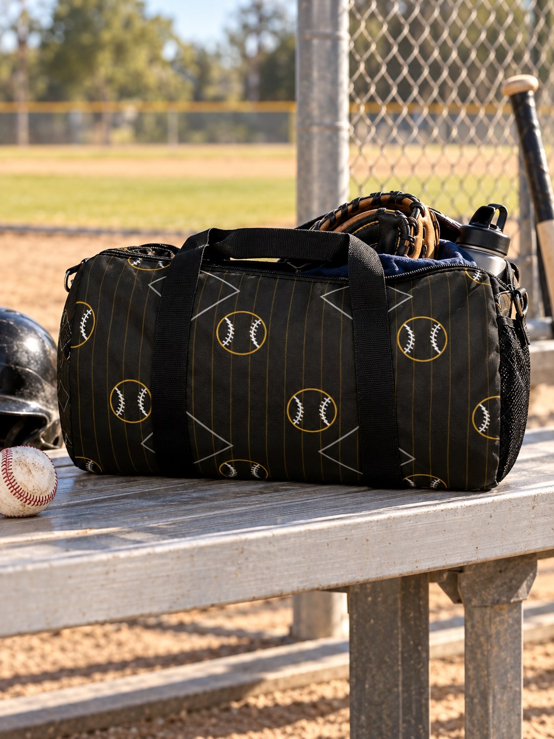 Baseball & Softball Gold Rush Diamond Stitch Duffel Bag, lifestyle detail