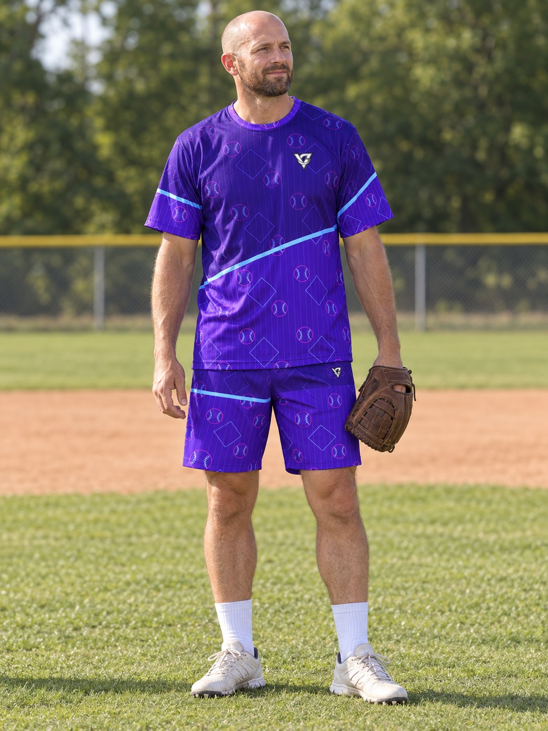Baseball & Softball Ultra Violet Diamond Stitch Men's Athletic Shorts with Pockets, front view