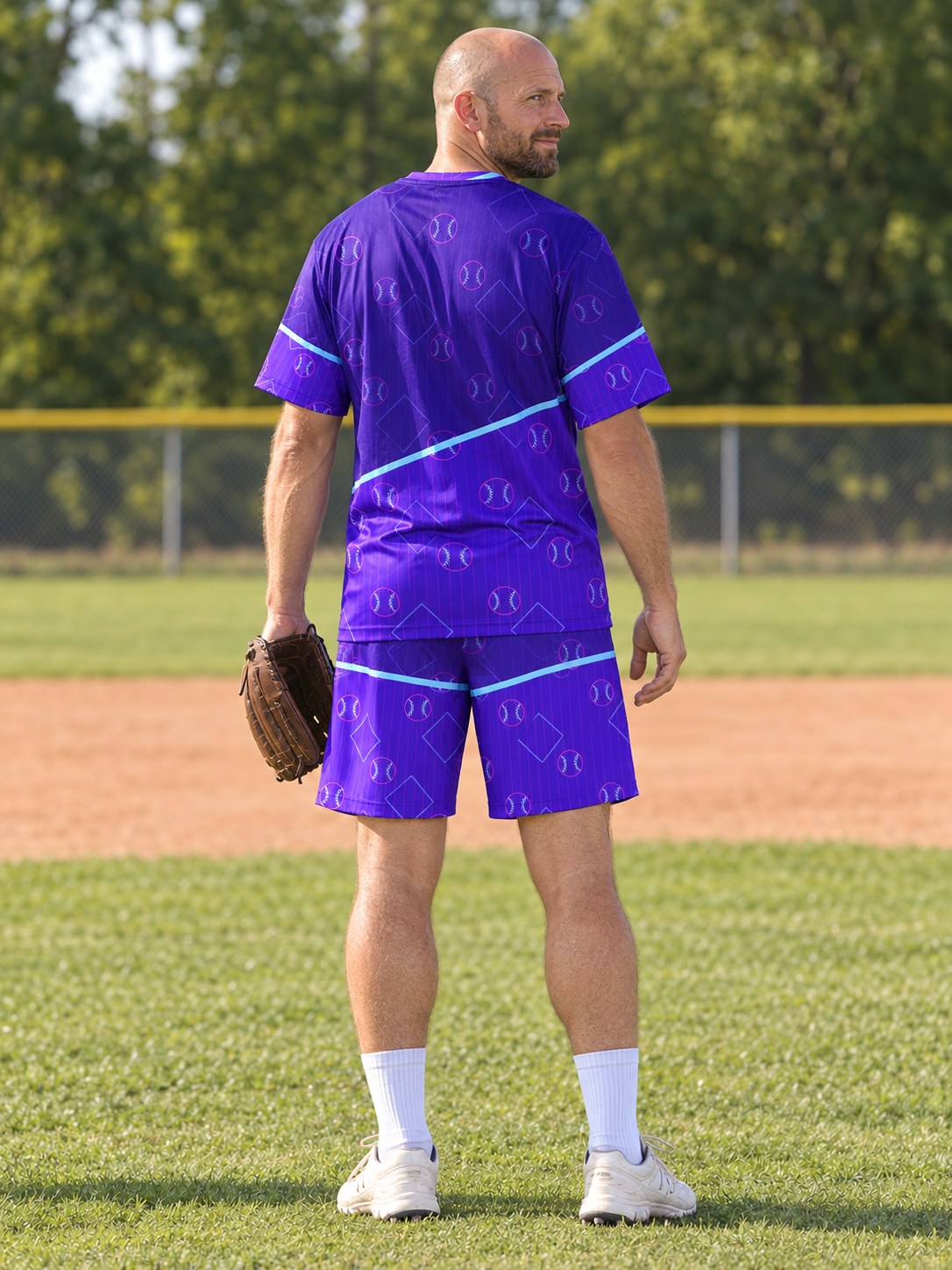Baseball & Softball Ultra Violet Diamond Stitch Men's Sports Jersey, back view