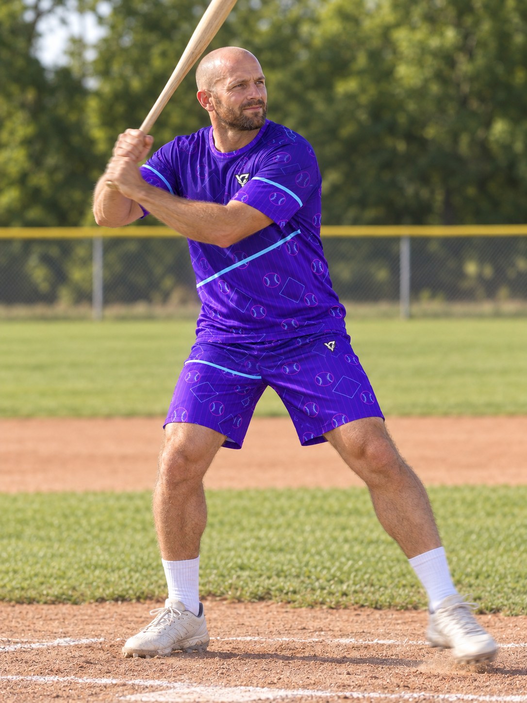 Baseball & Softball Ultra Violet Diamond Stitch Men's Sports Jersey, in action