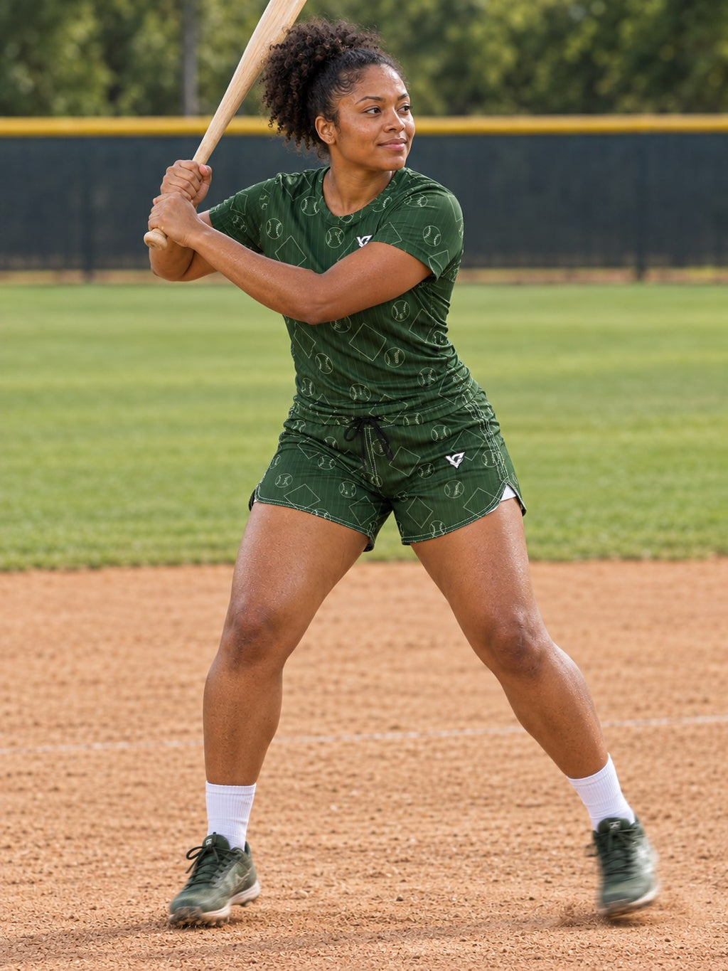Baseball & Softball Forest Camo Diamond Stitch Women's Sports Jersey, in action