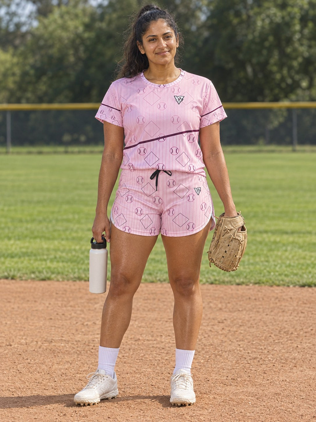 Baseball & Softball Blush Rose Diamond Stitch Women's Sports Jersey, front view