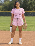 Baseball & Softball Blush Rose Diamond Stitch Women's Athletic Shorts with Pockets, front view