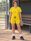 Baseball & Softball Neon Citrus Diamond Stitch Women's Athletic Shorts with Pockets, front view