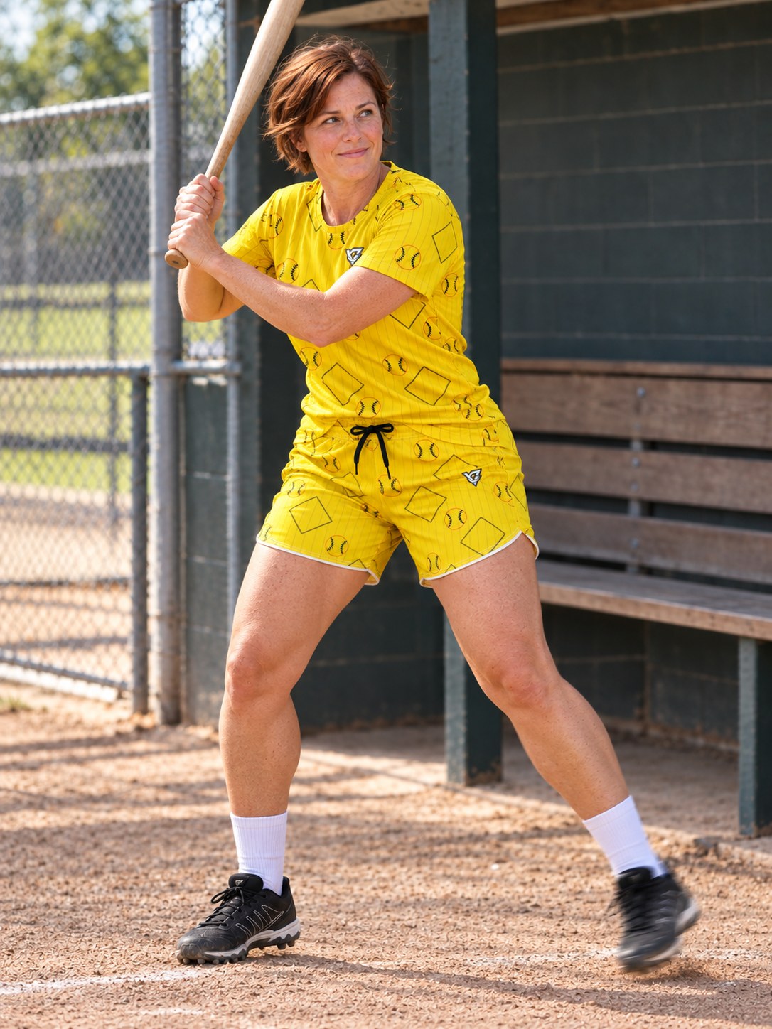 Baseball & Softball Neon Citrus Diamond Stitch Women's Sports Jersey, in action
