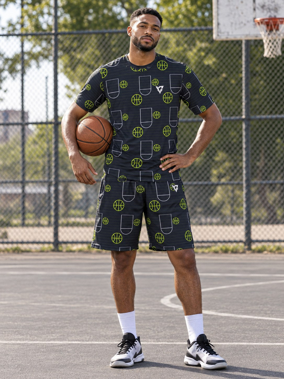 Basketball Volt Night Court Seam Men's Sports Jersey, front view