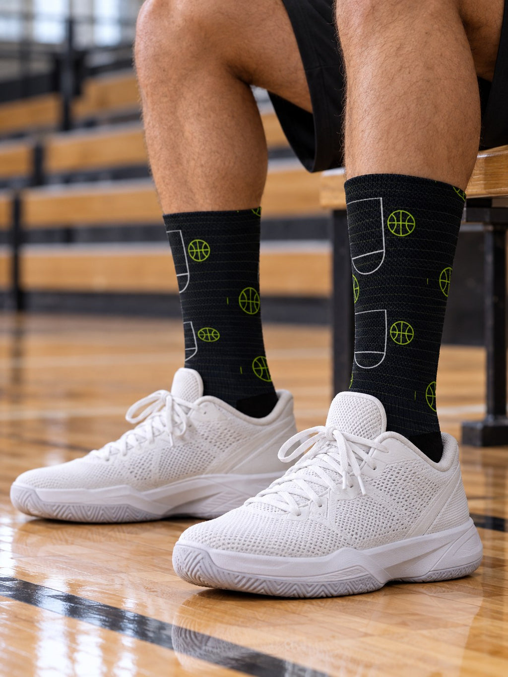 Basketball Volt Night Court Seam Athletic Crew Socks, lifestyle photo