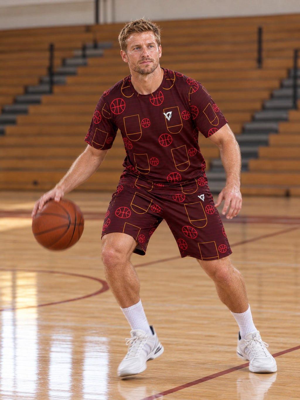 Basketball Crimson Blaze Court Seam Men's Sports Jersey, in action