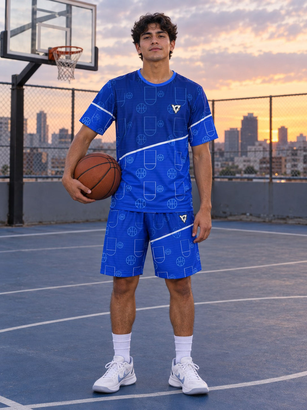 Basketball Royal Ice Court Seam Men's Sports Jersey, front view