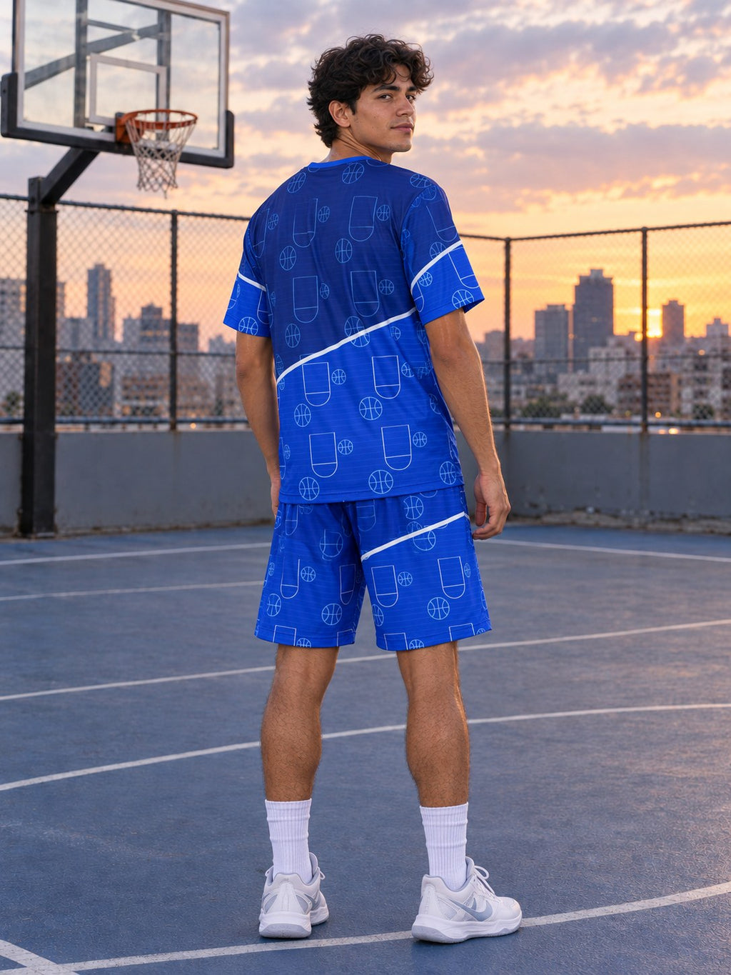 Basketball Royal Ice Court Seam Men's Sports Jersey, back view