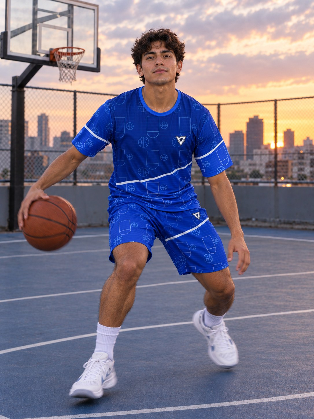 Basketball Royal Ice Court Seam Men's Sports Jersey, in action