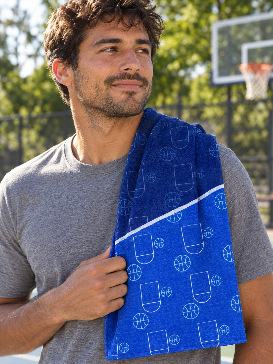 Basketball Royal Ice Court Seam Rally Towel, lifestyle photo