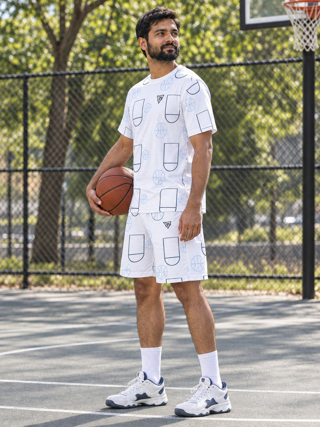Basketball Arctic White Court Seam Men's Sports Jersey, side view