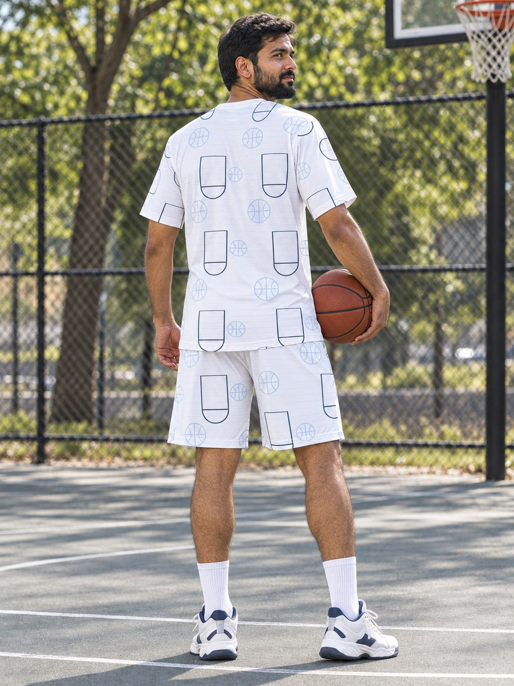 Basketball Arctic White Court Seam Men's Sports Jersey, back view