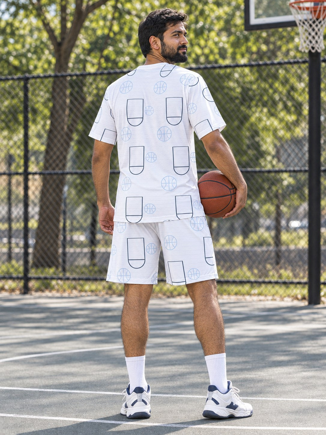 Basketball Arctic White Court Seam Men's Sports Jersey, back view