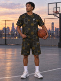 Basketball Gold Rush Court Seam Men's Athletic Shorts with Pockets, front view