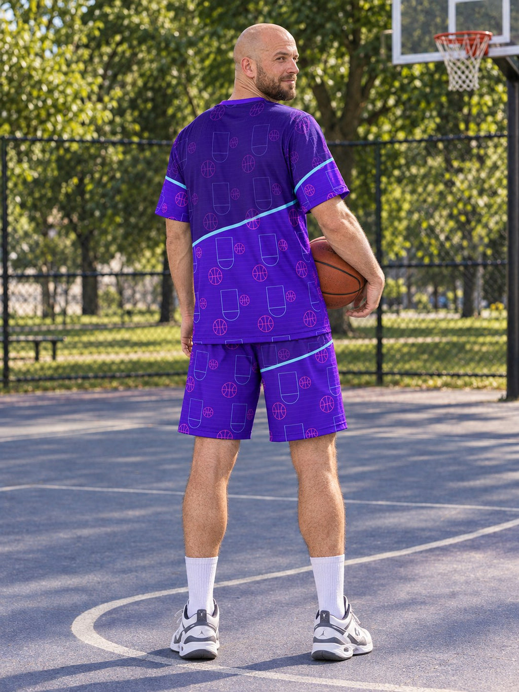 Basketball Ultra Violet Court Seam Men's Sports Jersey, back view