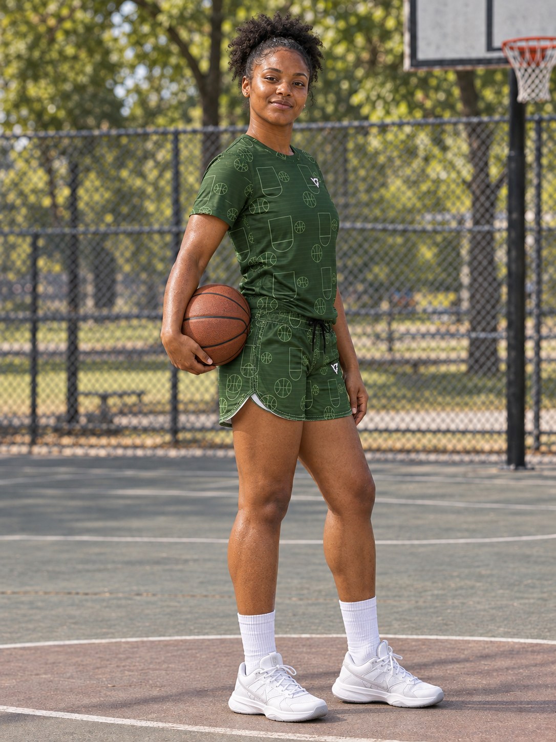 Basketball Forest Camo Court Seam Women's Sports Jersey, side view