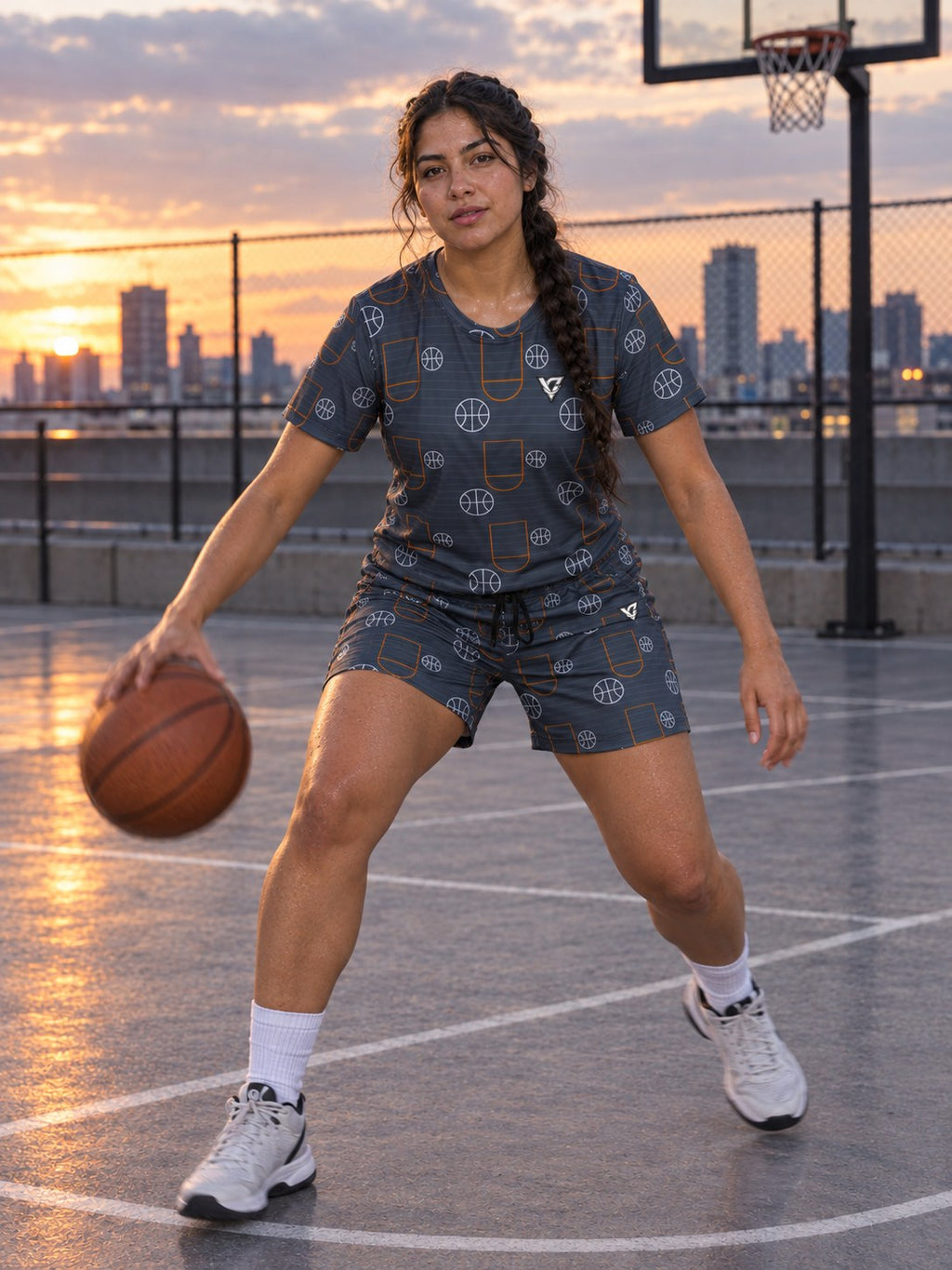 Basketball Slate Storm Court Seam Women's Sports Jersey, in action