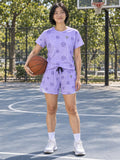 Basketball Lavender Mist Court Seam Women's Athletic Shorts with Pockets, front view